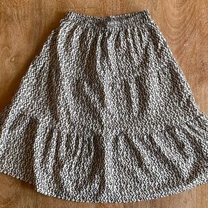 Zara Black and White Geometric Midi Skirt